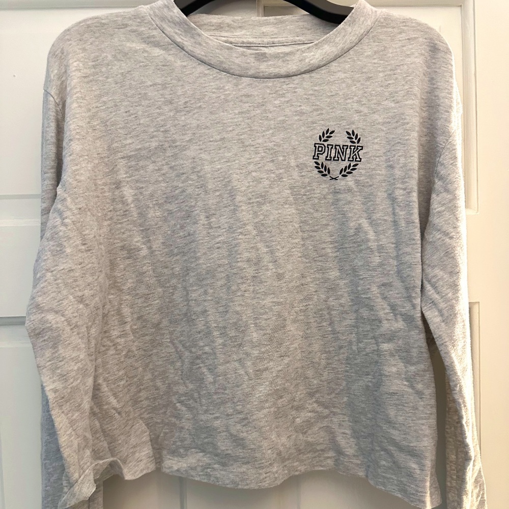 PINK Heather Grey Long Sleeve Tee